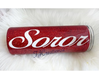 Ladies Women Delta Sigma Theta inspired Glitter Bling Tumbler Cup