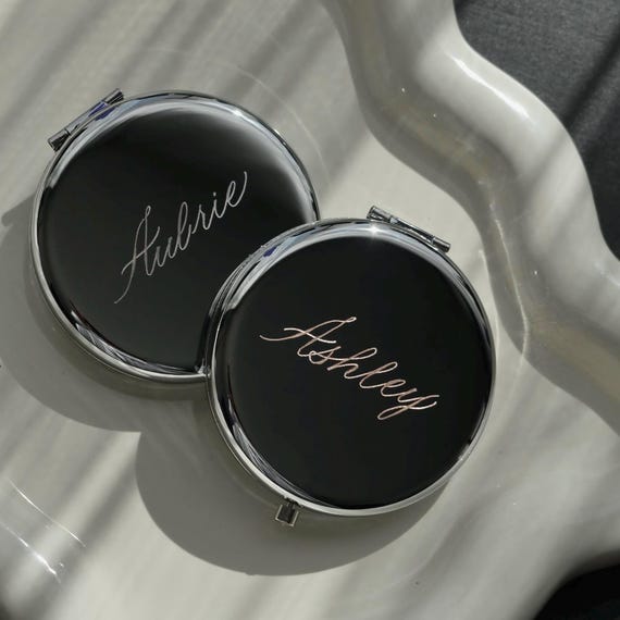 Calligraphy Engraved Compact Mirror | Personalized Gifts | Bridesmaids | Bachelorette | Place Cards | Mother's Day