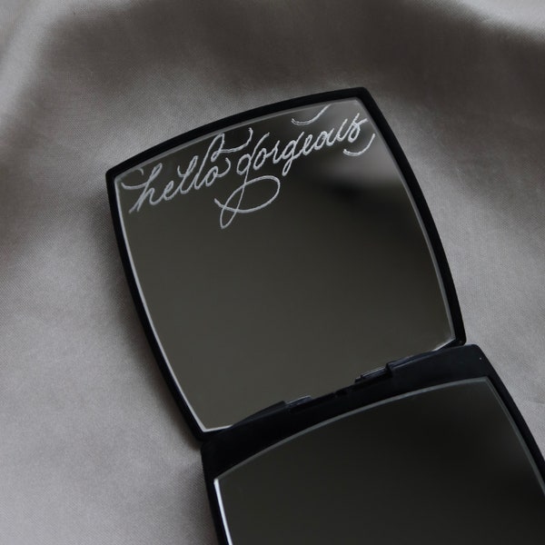 Calligraphy Engraved Compact Mirror | Personalized Gifts | Bridesmaids | Bachelorette | Place Cards | Mother's Day | ENGRAVING ONLY