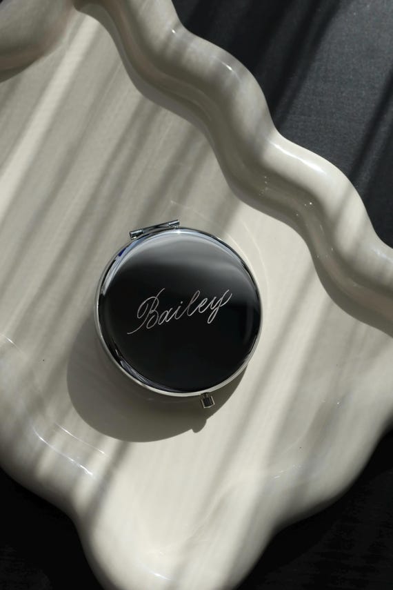 Calligraphy Engraved Compact Mirror | Personalized Gifts | Bridesmaids | Bachelorette | Place Cards | Mother's Day