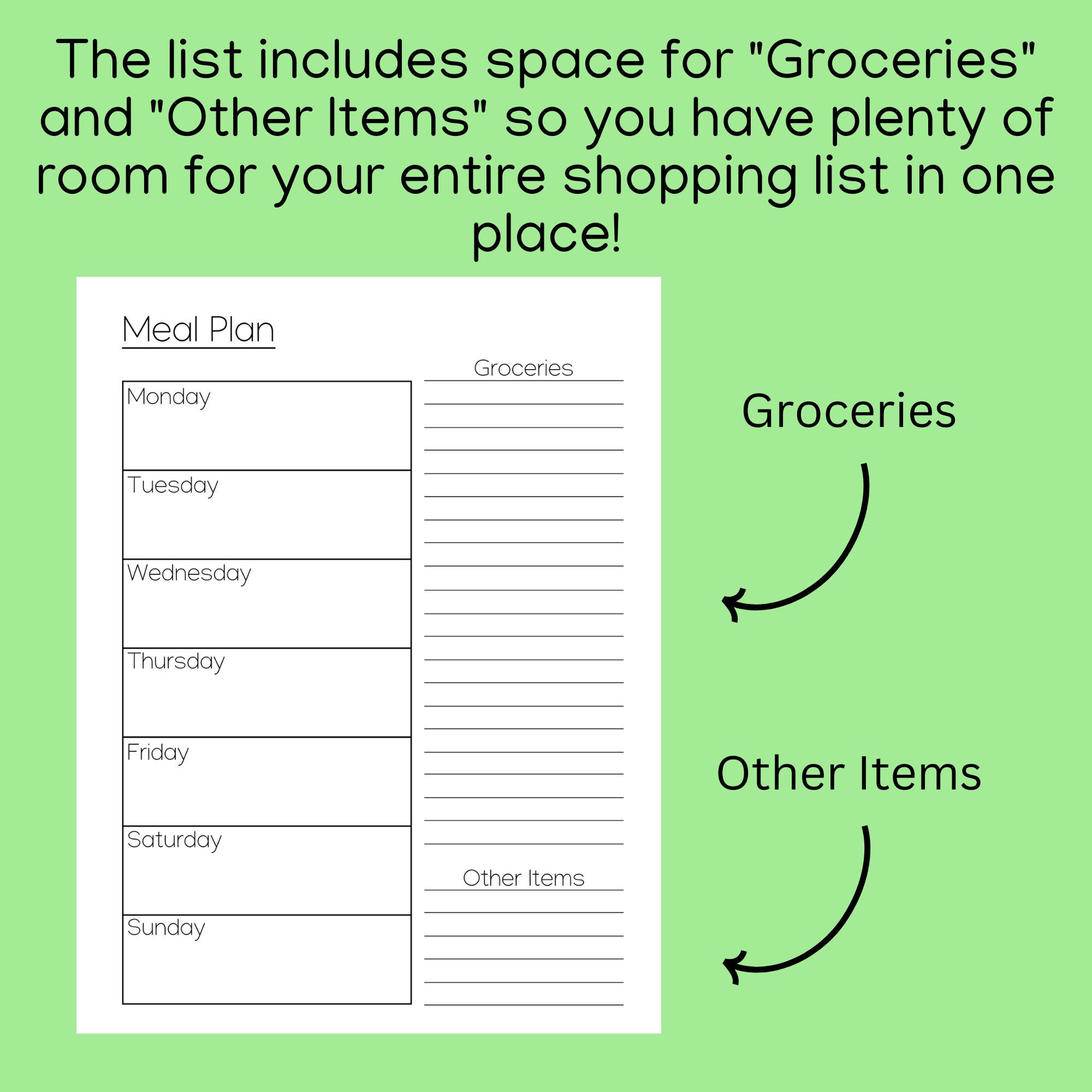Meal Plan Template - PDF - Printable and Fillable - Etsy