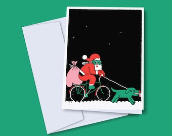 Greeting card Santa's winter ride