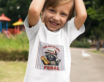 Rolig tvättbjörns-t-shirt med kort ärm för småbarn, rödvit vilda djur barntröja, självständighetsdagen-present, patriotisk barntröja
