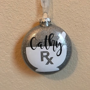 Personalized Glitter Pharmacist-Pharmacy Technician Mortar and Pestle Ornament