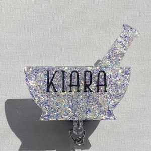 Pharmacy Technician-Certified Pharmacy Technician-Mortar and Pestle Name Badge-Pharma Gifts-Pharmacy Name Badge-Glitter Pharmacy Name Badge
