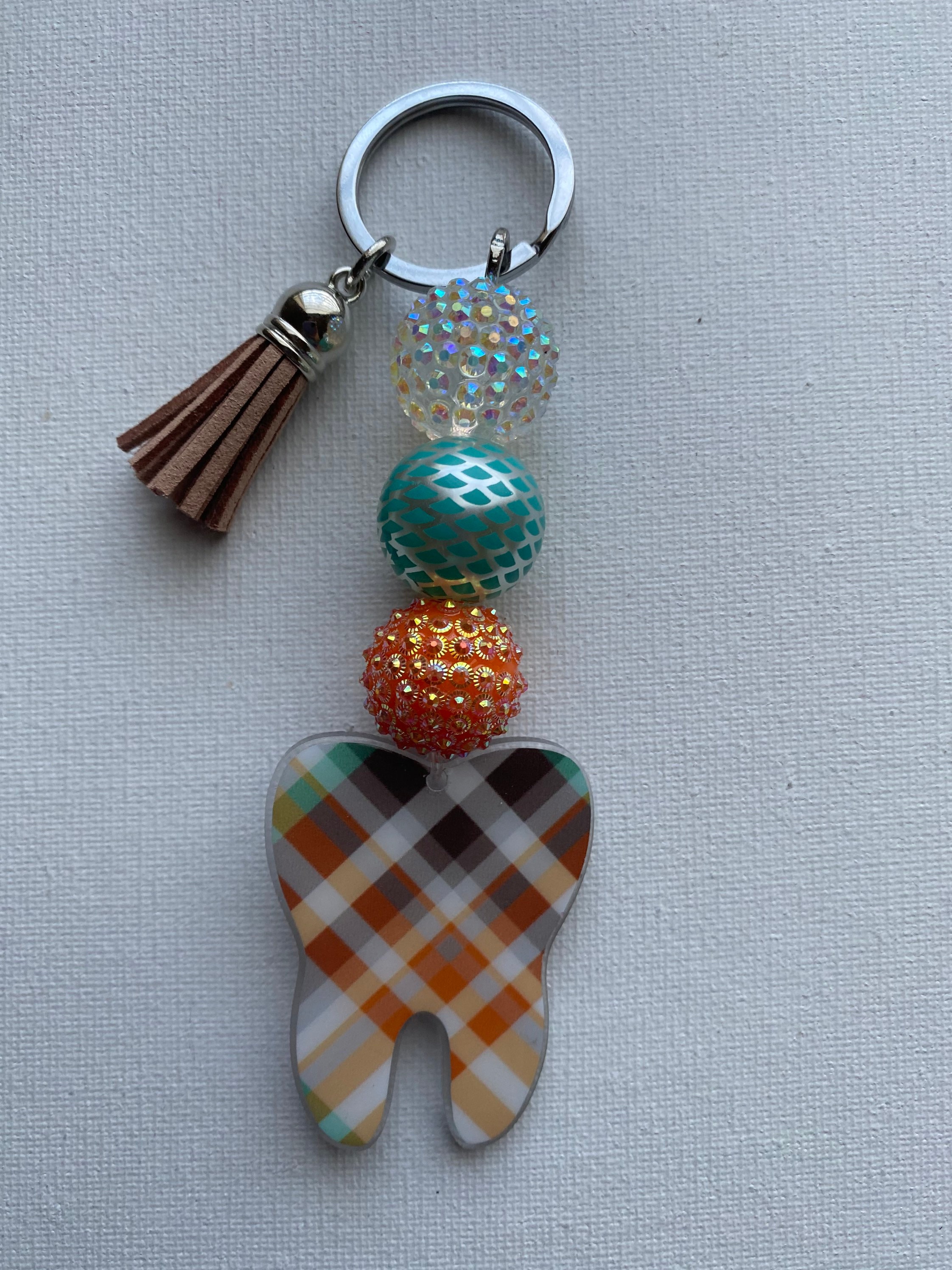 Tooth Keychainpersonalized Glitter Tooth Keychain Dentist Etsy