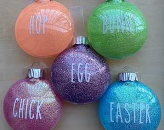 Glitter Easter Ornaments, Set of 5, Rae Dunn Inspired