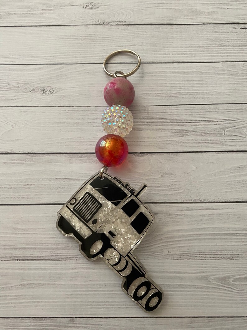 Semi Truck Keychain/semi Truck/glitter Semi Etsy