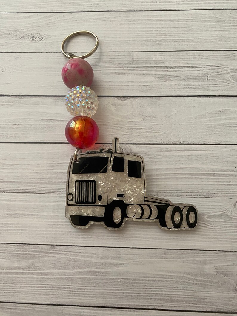 Semi Truck Keychain/semi Truck/glitter Semi Etsy