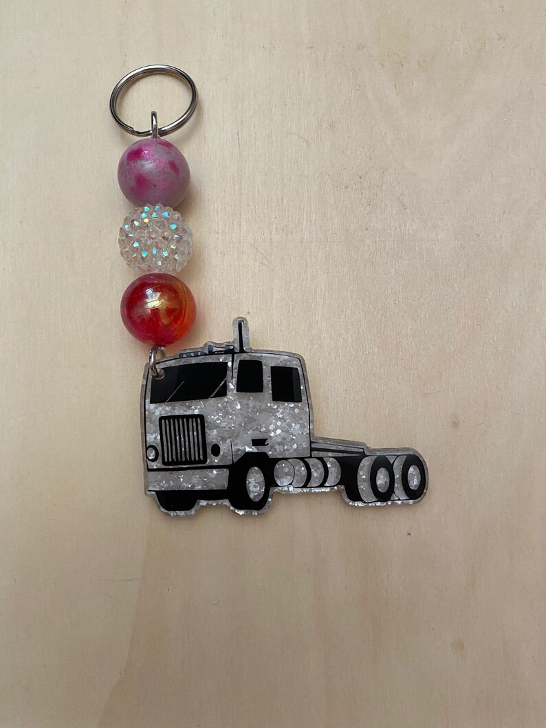 Semi Truck Keychain/semi Truck/glitter Semi Etsy