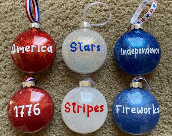Patriotic Ornament Set, Americana Decor (Set of 5)