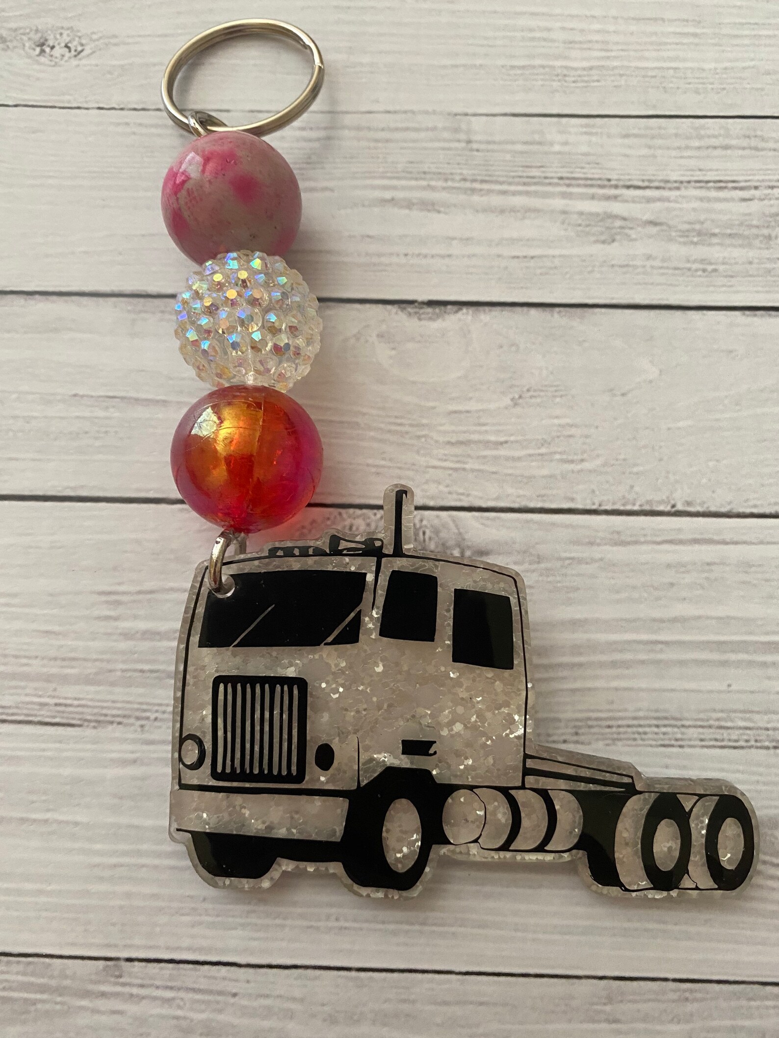 Semi Truck Keychain/semi Truck/glitter Semi Etsy