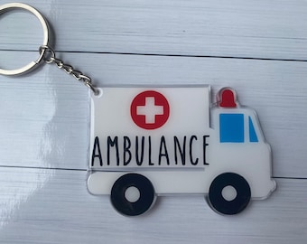 Ambulance Keychain-Emt ambulance Keychain- Fire department ambulance keychain-Personalized Ambulance Keychain-Ems Truck Keychain-Paramedic