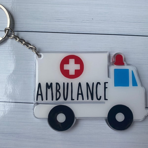 Ambulance Keychain-Emt ambulance Keychain- Fire department ambulance keychain-Personalized Ambulance Keychain-Ems Truck Keychain-Paramedic