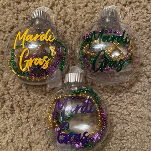 Mardi Gras Ornaments-Mardi Gras Bead Ornaments-Set of Three Mardi Gras Ornaments-Mardi Gras Décor-Karneval Ornaments-Mardi Gras Tree Decor