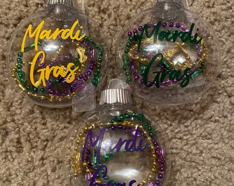 Mardi Gras Ornaments, Bead Filled Set of Three, 3-inch
