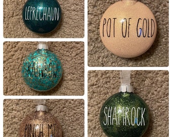 St Patricks Day Ornaments- St Patricks Day Rae Dunn Inspired Ornaments-St Patricks Day Glitter Ornaments-St Paddy Ornaments-St Patricks Day