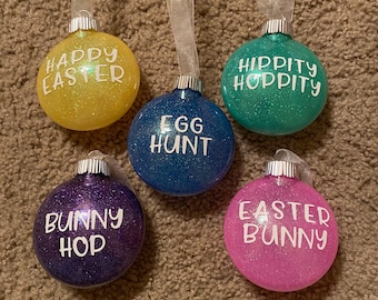 Glitter Easter Ornament Set, Colorful Easter Tree Decor