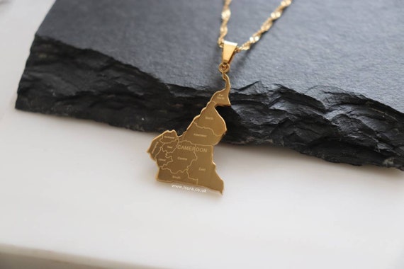 Bijoux Country Map Stainless Steel Necklace Charms Gold Plated