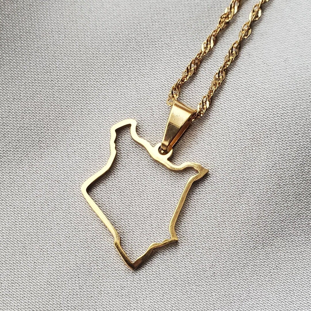 Kenya Map Pendant Necklace - Gold Plated Stainless Steel, African Country Jewelry Gift - View #11
