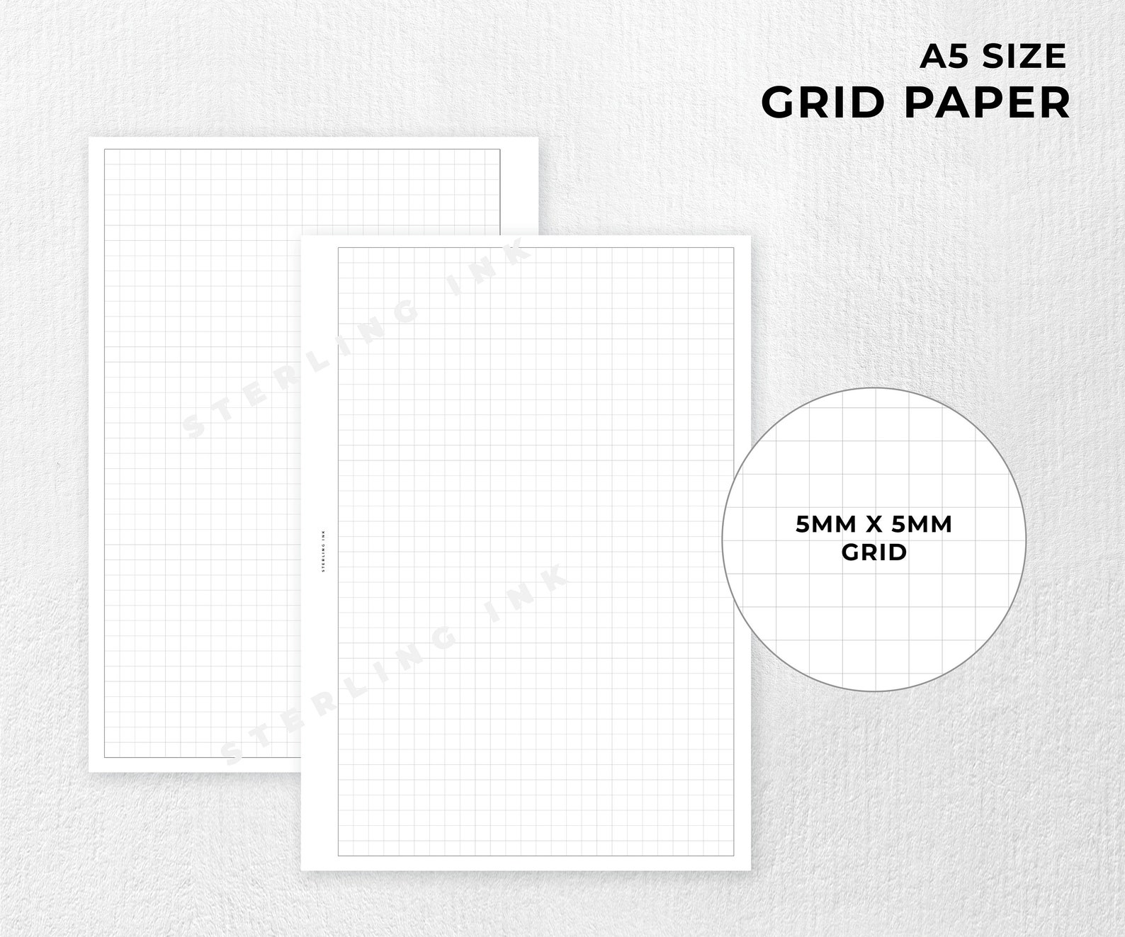 Grid Paper A5 Size Printable Insert | Etsy