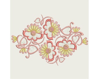 Rustic flower pattern for purse, spring small bag digital design, flower machine embroidery motive