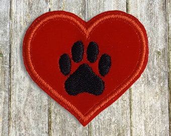 Paw Print Heart Embroidery design, INSTANT DOWNLOAD, Animal Paw Machine Embroidery.