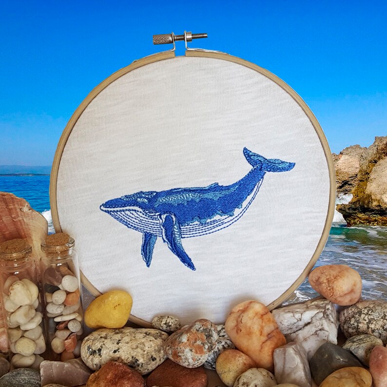 Blue whale machine embroidery design sea creature embroidery  etsy