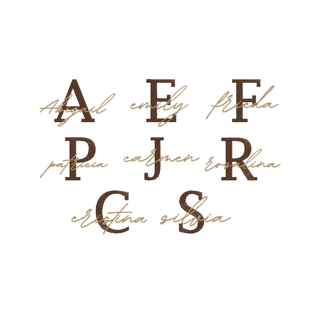 Custom Monogram Lettering Monogram Letter + Custom Name for Embroidery ,digital File for ...