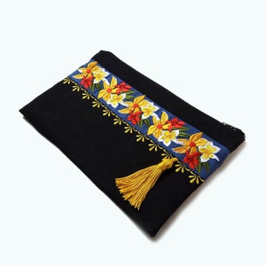 Patrón de flores rústica para embrague, diseño digital con cartera de primavera, motivo de bordado de máquina de flores