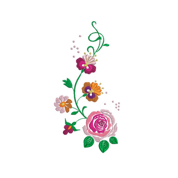 Flower Branch Design for Machine Embroidery Floral Motif - Etsy