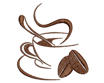 Cup of coffee machine embroidery design, Cup of coffee embroidery, Cup of coffee design download