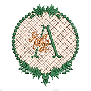 Floral Monogram Embroidery Letter, Alphabet Embroidery Files for Machine, Digital Download
