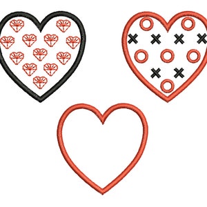 3 Heart machine embroidery designs, St. Valentine&#39;s day heart applique, Valentine&#39;s day personalized gift