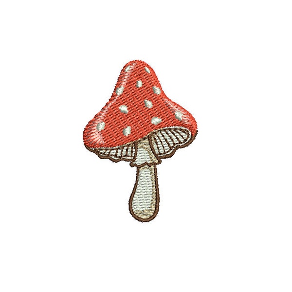 Fly agaric machine embroidery design, mushroom design for digital embroidery