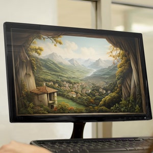 Eight Trompe L&#39;oeil Style Italian Screensaver Desktop Wallpaper Bundle, 4K HD Windows Wallpapers, AI Art Digital Download, Instant Download