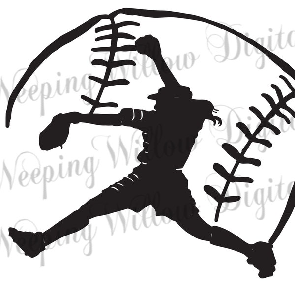 Softball Pitcher SVG file, Cricut cut file, customizable softball hurler svg, softball team svg, softball mom nana svg, Use with vinyl decal
