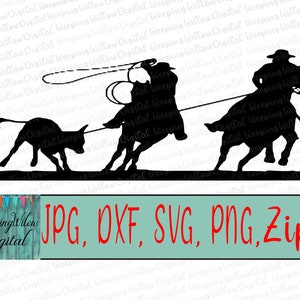 Team Roping SVG, Digital Download, Instant Download, Steer Cow Roping Png, Cricut Cut File, Silhouette Cut File, Zip File, svg,dxf,png,jpeg
