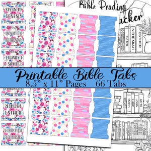 Printable Bible Tabs, Pinks Blues Roses Bible Tabs, Digital Tabs, DIY Bible Tabs, JPG Bible Tabs