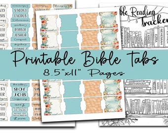 Printable Bible Tabs, Watercolor Floral Bible Tabs, Digital Tabs, DIY Bible Tabs, JPG Bible Tabs