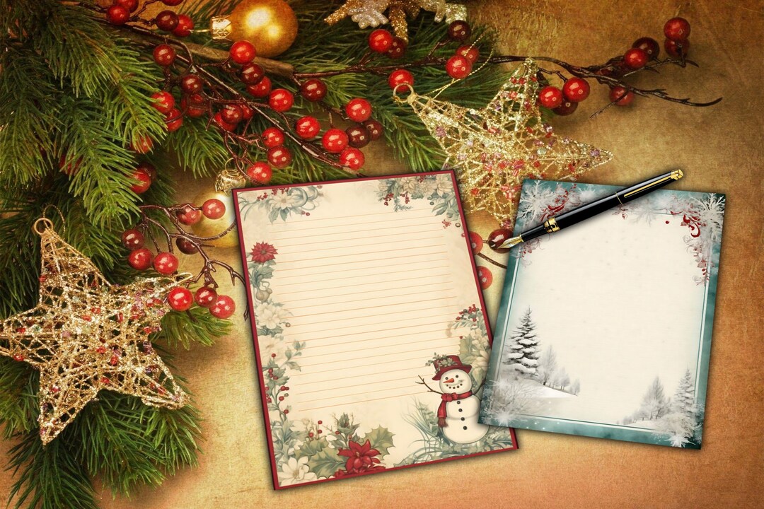 Enchanting Vintage Christmas Stationery Set - Digital Download - Ten 8 ...