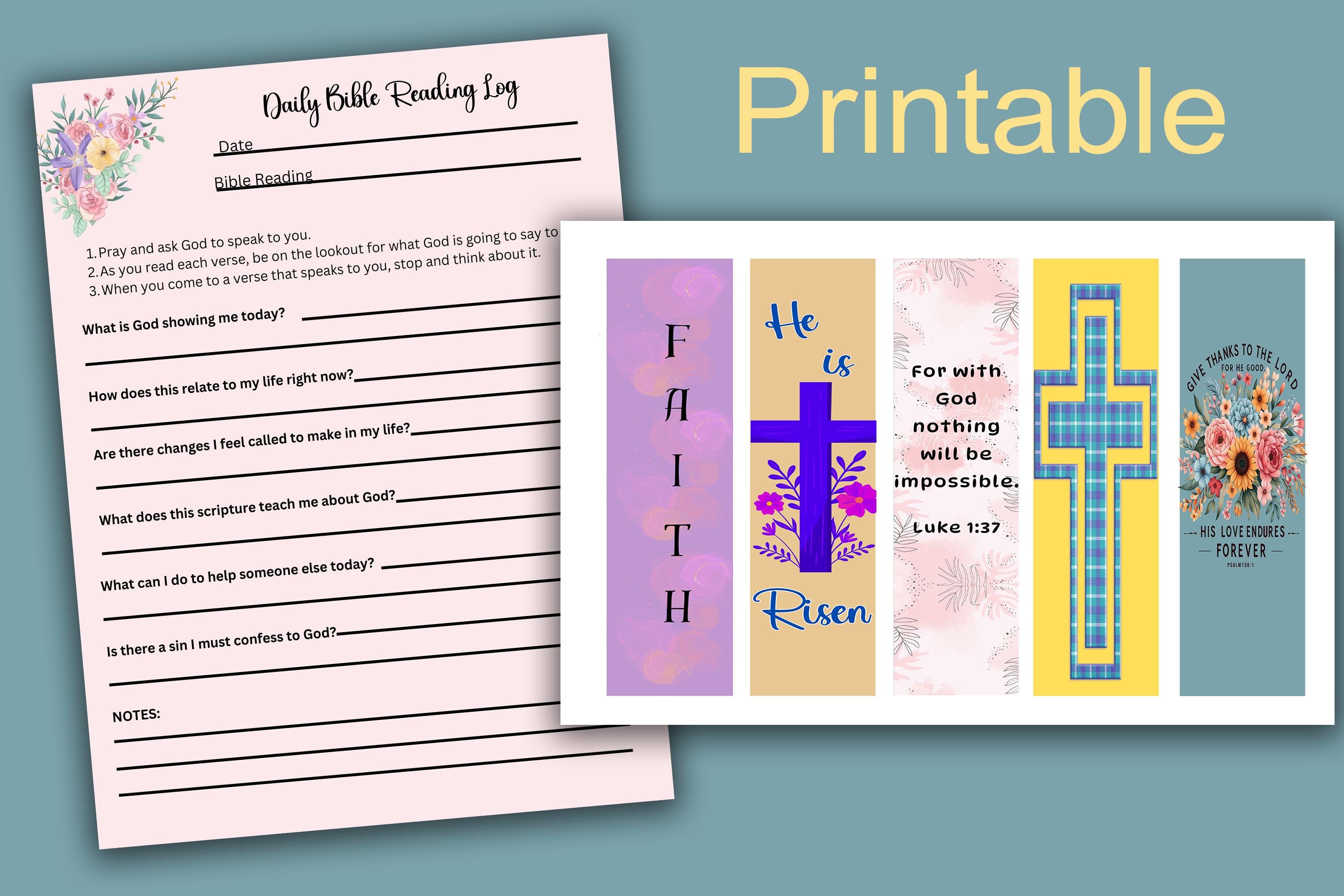 52-week Bible Reading Plan, Bible Reading Log Page, Five Book Markers ...