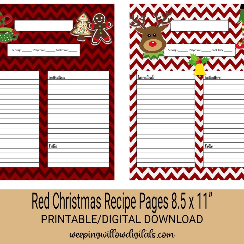 Holiday Recipe Cards - Etsy