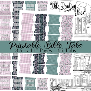 Printable Bible Tabs, Pinks and Greens Bible Tabs, Digital Tabs, DIY Bible Tabs, JPG Bible Tabs