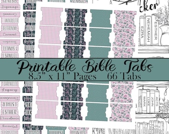 Printable Bible Tabs, Pinks and Greens Bible Tabs, Digital Tabs, DIY Bible Tabs, JPG Bible Tabs