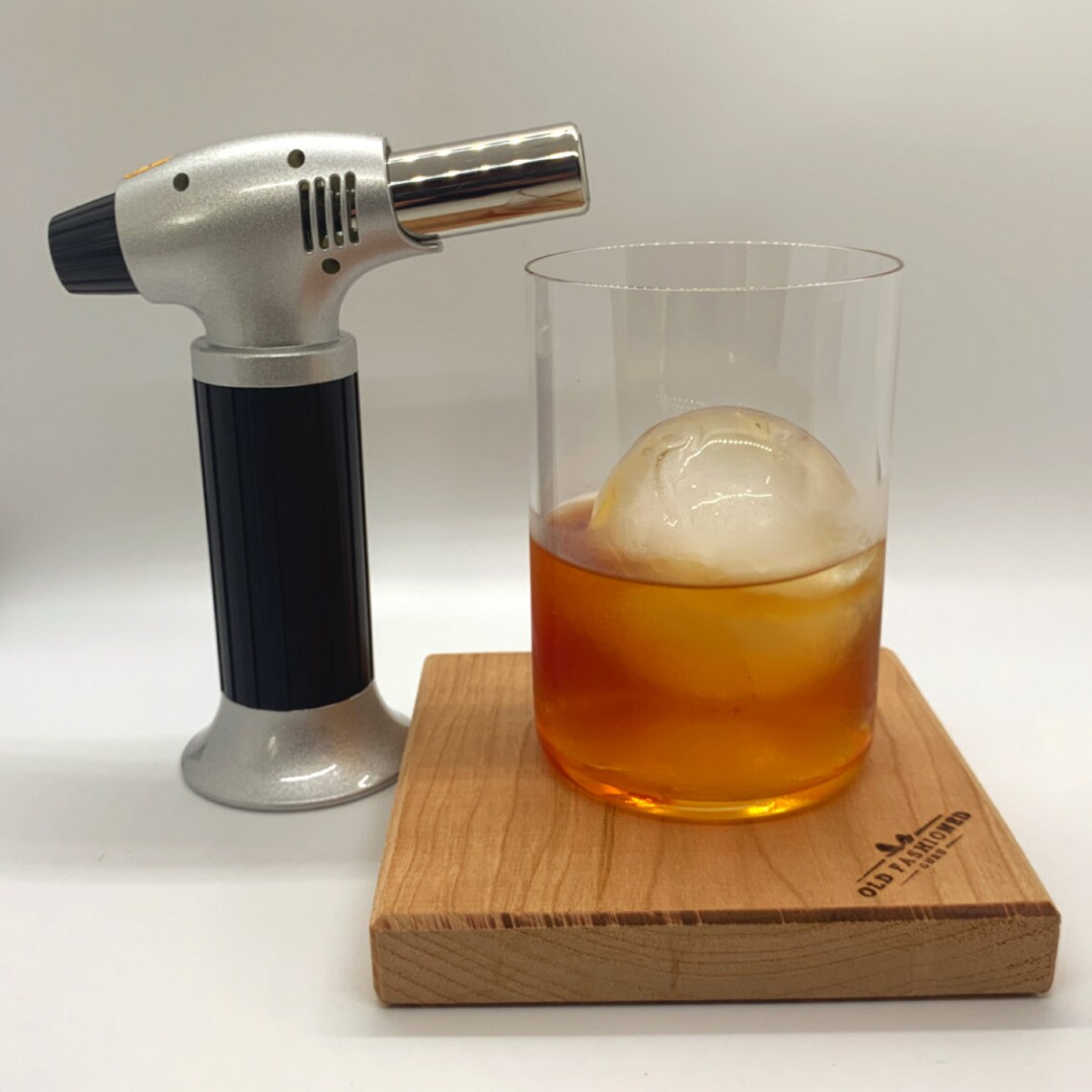 Whiskey Barrel Wood Board Smoked Cocktail Gift Set by the