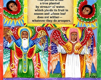 エチオピアの聖人のアートプリント：詩篇1篇、古代キリスト教の装飾