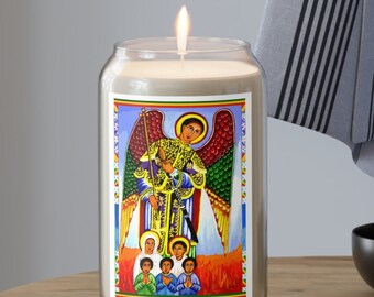 St. Gabriel Scented Candle for Protection, Healing, Blessing, Restoration, Deliverance, Courage, Faith Archangel Gabriel Konjo Art Candle
