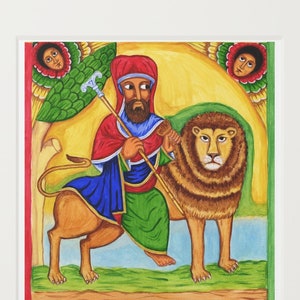 Abba Samuel Wall Art Print - Ethiopisch christelijk icoon met Psalm 18:2 - Religieuze kunst - Premiumkwaliteit - Heritage Decor