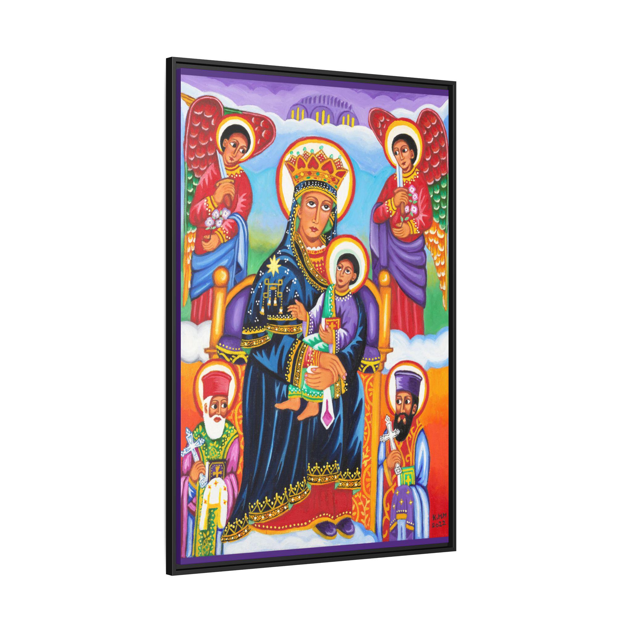 Icône Religieuse Peinture Jesus Maria - Avec Cadre Baroque - 56x46 Cm - Italie